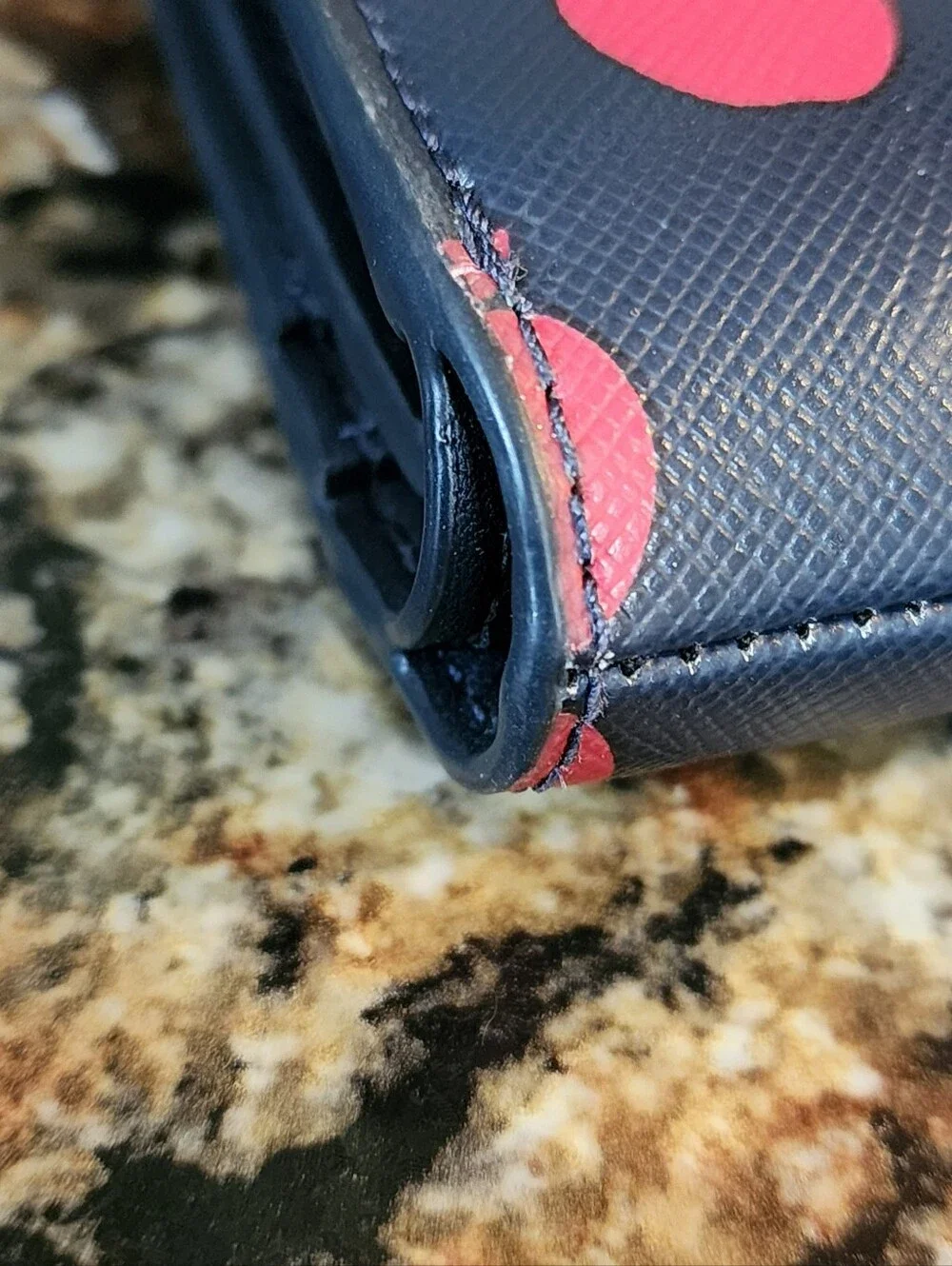 KATE SPADE Apple Wallet  Large Red Pink Continental  Multi Compartment EUC Navy